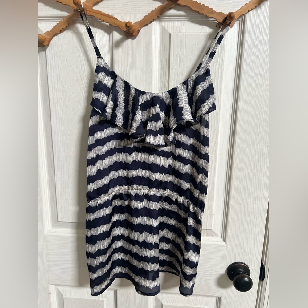 Gianni Bini Navy and White Patterned Cami Tier Top, Camisole